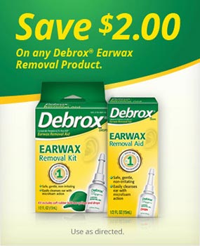 You can take $2.00 off any Debrox Earwax Removal product when you use