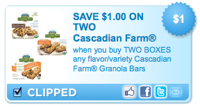 Cascadian Farms Granola Bars Coupon