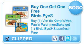 BOGO Van de Kamp’s or Mrs Paul’s get Birds Eye Free