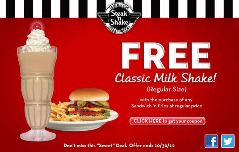 Free Steak N’ Shake Milk Shake With Purchase