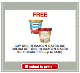 Buy One Get One Free Haagen-Dazs Ice Cream @ Target