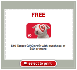 Free $10 Target Gift Card With $50 Purchase