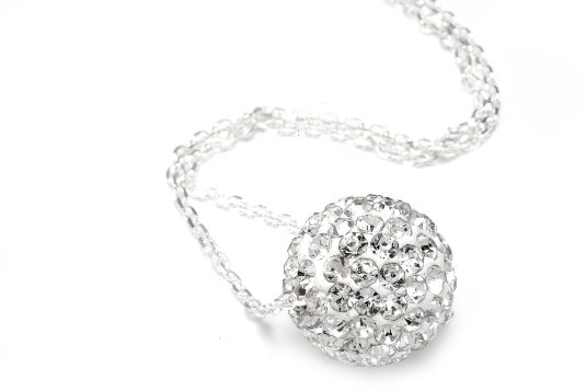Diamond Color Crystals Ball Pendant + Chain Only $1.99