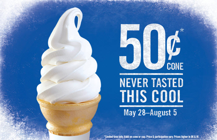 $0.50 Ice Cream Cones Thru August 5th at Burger King!