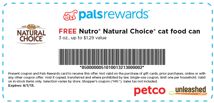 Free Nutro Natural Choice Canned Cat Food at Petco!