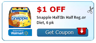 $1.00 off Snapple Half ?n Half Reg.or Diet, 6 pk