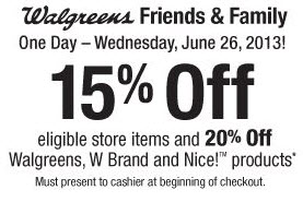 Walgreens Friends and Family Coupon: Save up to 20%