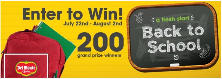 Enter to Win 1 of 200 Del Monte Backpacks Filled with Supplies
