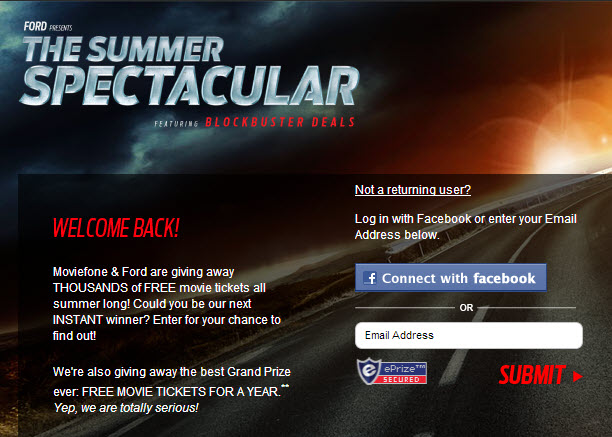 Free Movie Tickets for 10,000 Instant Wins!