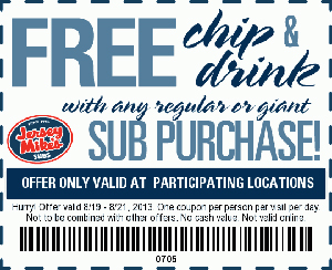 Jersey Mike’s: Free Chips & Drink W/ Purchase