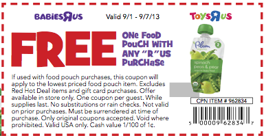 Babies R Us Free Food Pouch Coupon