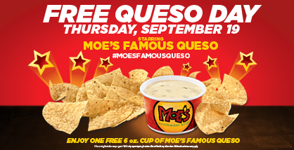 Free Moe’s Famous Queso