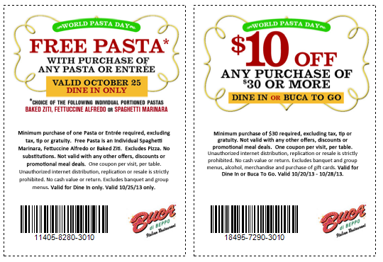 Buca Di Beppo: Free Pasta W/ Purchase