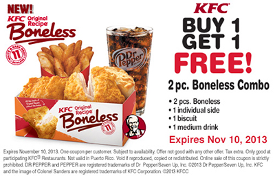 KFC: Buy One Get One Free Combo Meal Coupon