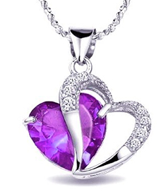 Amethyst Heart Shape Pendant & Necklace: Just $1.59 + Free Shipping