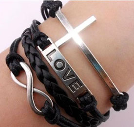 Vintage Style Silver Cross Bracelet Only $1.96 + Free Shipping
