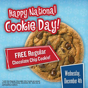 The Great American Cookie Company: Free Chocolate Chip Cookie On Dec. 4th