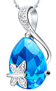 18K White Gold Plated Butterfly Crystal Pendant Necklace Sale