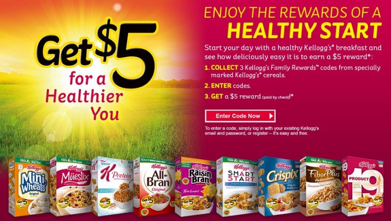 Kellogg’s Family Rewards: FREE $5 Check W/ Purchase