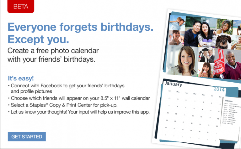 Staples: Free Photo Calendar