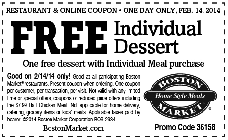 Boston Market: Free Individual Dessert – Today Only!