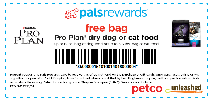Petco Pals Rewards: Free Bag Of Pro Plan