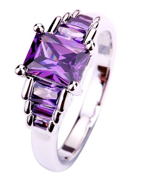 Emerald-cut Purple Amethyst Ring Just $3.99 + $2.00 Shipping