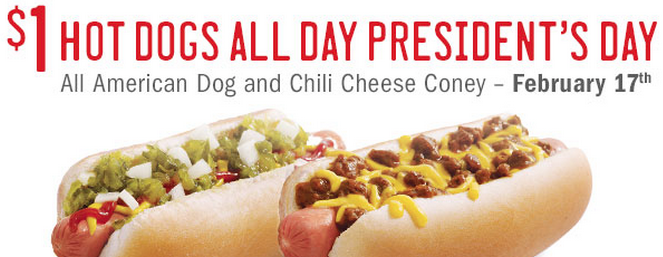 Sonic $1 Hot Dogs All-Day on President’s Day