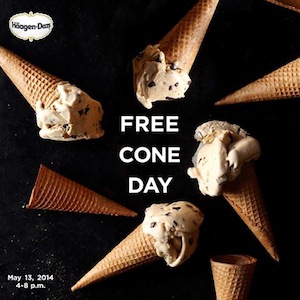 Haagen-Dazs: Free Cone Day – Today!