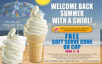 Burger King: Free Soft Serve Cone or Cup