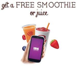 Jamba Juice: Free Juice or Smoothie When You Pay W/ Isis