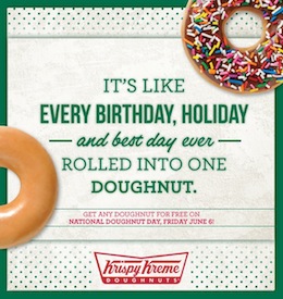 Krispy Kreme: Free Doughnut on June 6th