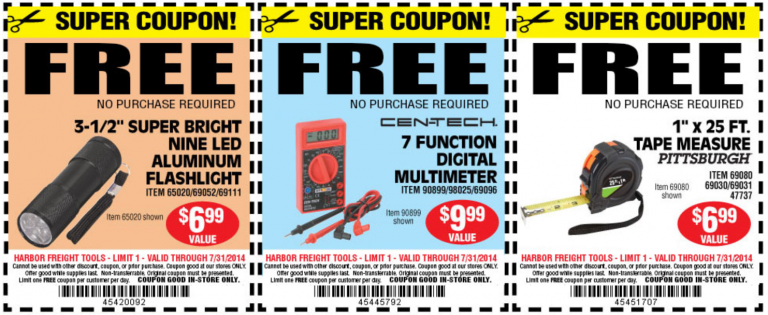 Harbor Freight: 3 Free Tools