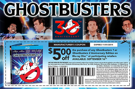 $5.00 Off Ghostbusters Blu-Ray Coupon