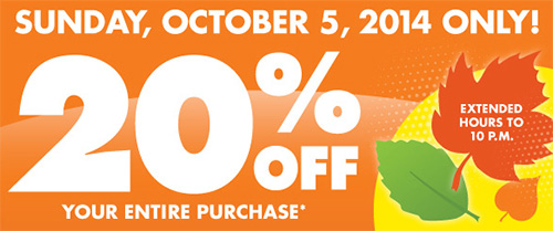 Big Lots 20% Off Entire Purchase – October 5th Only