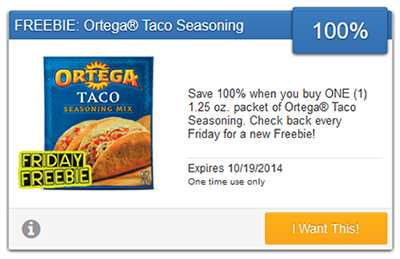 Friday Freebie: Free Ortega Taco Seasoning W/ Coupon