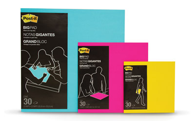 3 colors of Post-It Big Pads