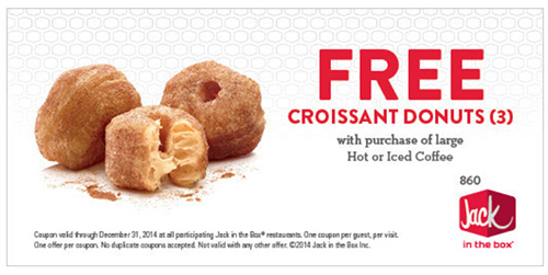 Jack In The Box: Free Croissant Donuts W/ Purchase Of Large Coffee