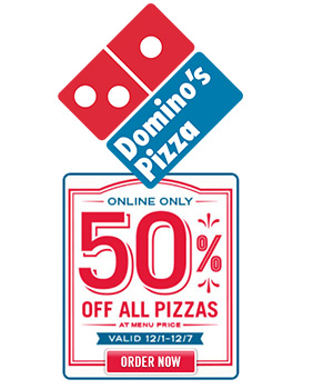 Domino’s Online Only: 50% Off Pizzas