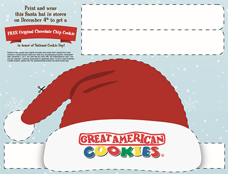 Great American Cookies: Wear Santa Hat For A Free Cookie – Today Only