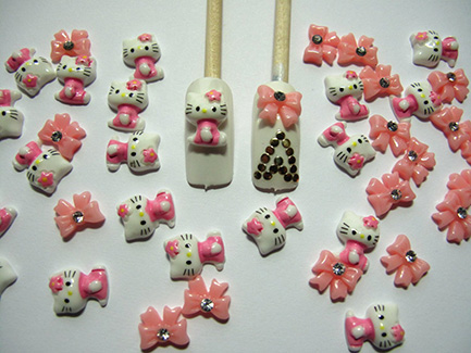 40-Piece Hello Kitty & Bows 3D Nail Art $2.53 + $1 Shipping