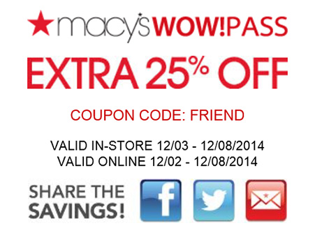 Macy’s Wow!Pass Extra 25% Off