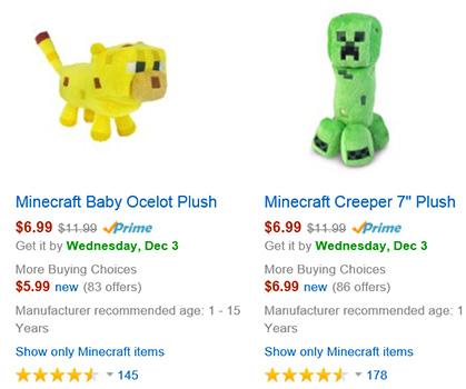 Minecraft Plushes Up To 50% Off