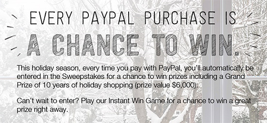 Paypal: Win 10 Years OF Holiday Shopping