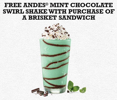Free Andes Mint Chocolate Swirl Shake W/ Purchase
