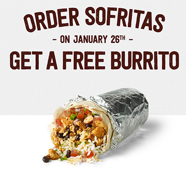 Chipotle: Free Burrito W/ Sofritas Order