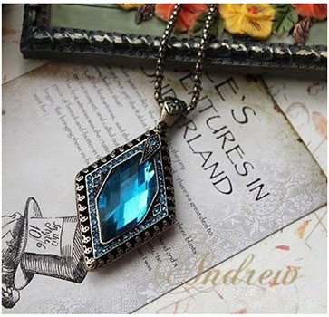 Sapphire Rhombus Gem Necklace Pendant Only $3.99 + Free shipping