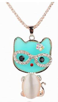 Enamel Crystal Cat Pendent Only $2.99 Shipped