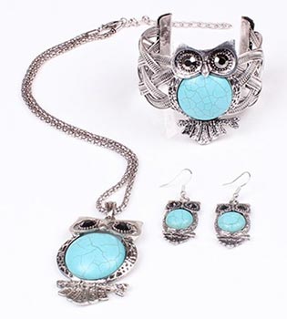 Turquoise Owl Bracelet, Necklace & Earrings Set Just $6.94 Shipped