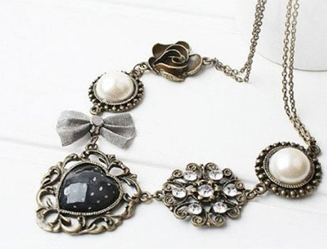 Bows, Roses & Hearts Necklace Only $3.17 + Free Shipping